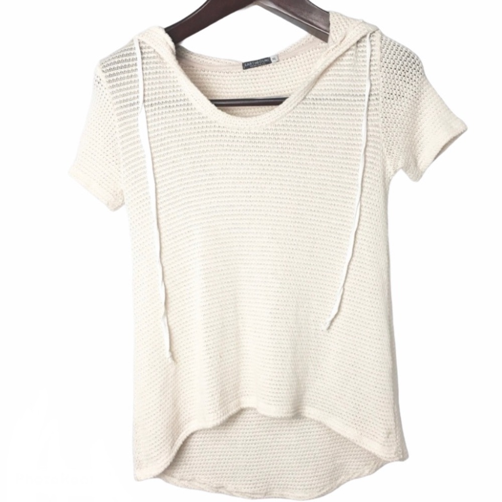 Earthbound• waffle knit short sleeve with hood• XL